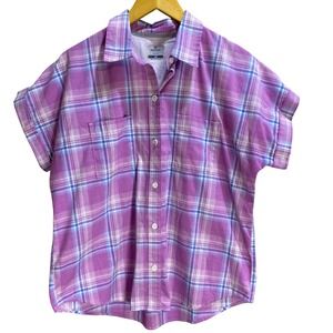 Women's Ridgecut Toughwear Work Shirt Medium Stretch Pink Western Ranch Button